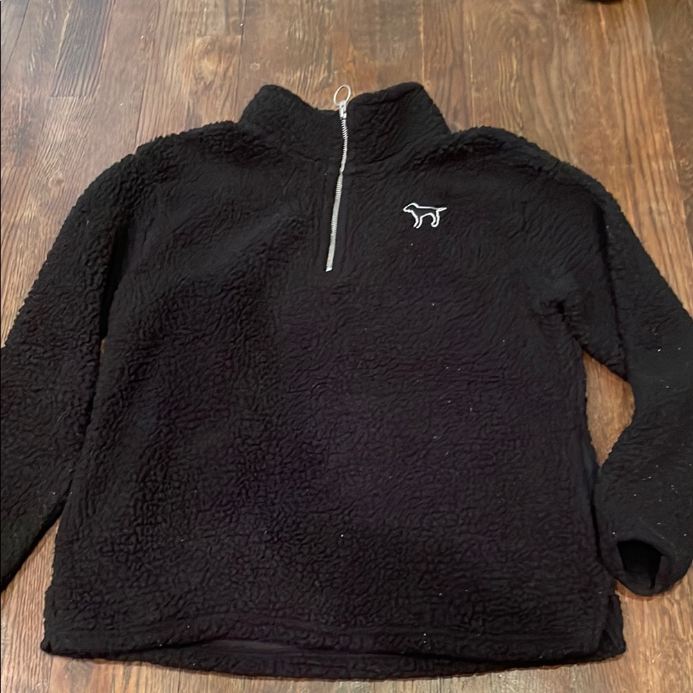 Black Sherpa Quarter-Zip Pullover